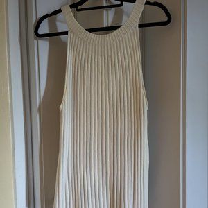 Anthropologie ribbed high neck sweater tank in cream